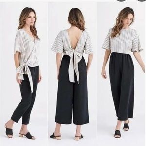 VETTA Black Blouse with Open Back